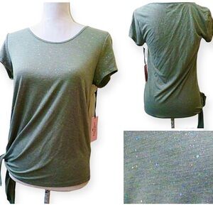 Juicy Couture Women’s XS Top “Sequin Dreams”Sparkly Knot Tie Asymmetrical Shirt